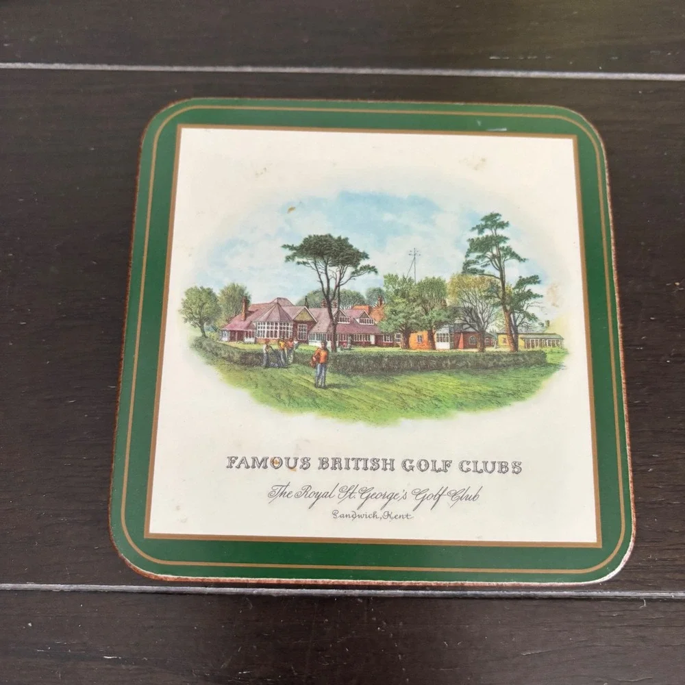 Pimpernel Vintage‎ Coasters | Set of 4 | Famous British Golf Clubs | 4in